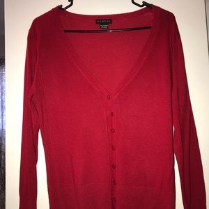 Red cardigan